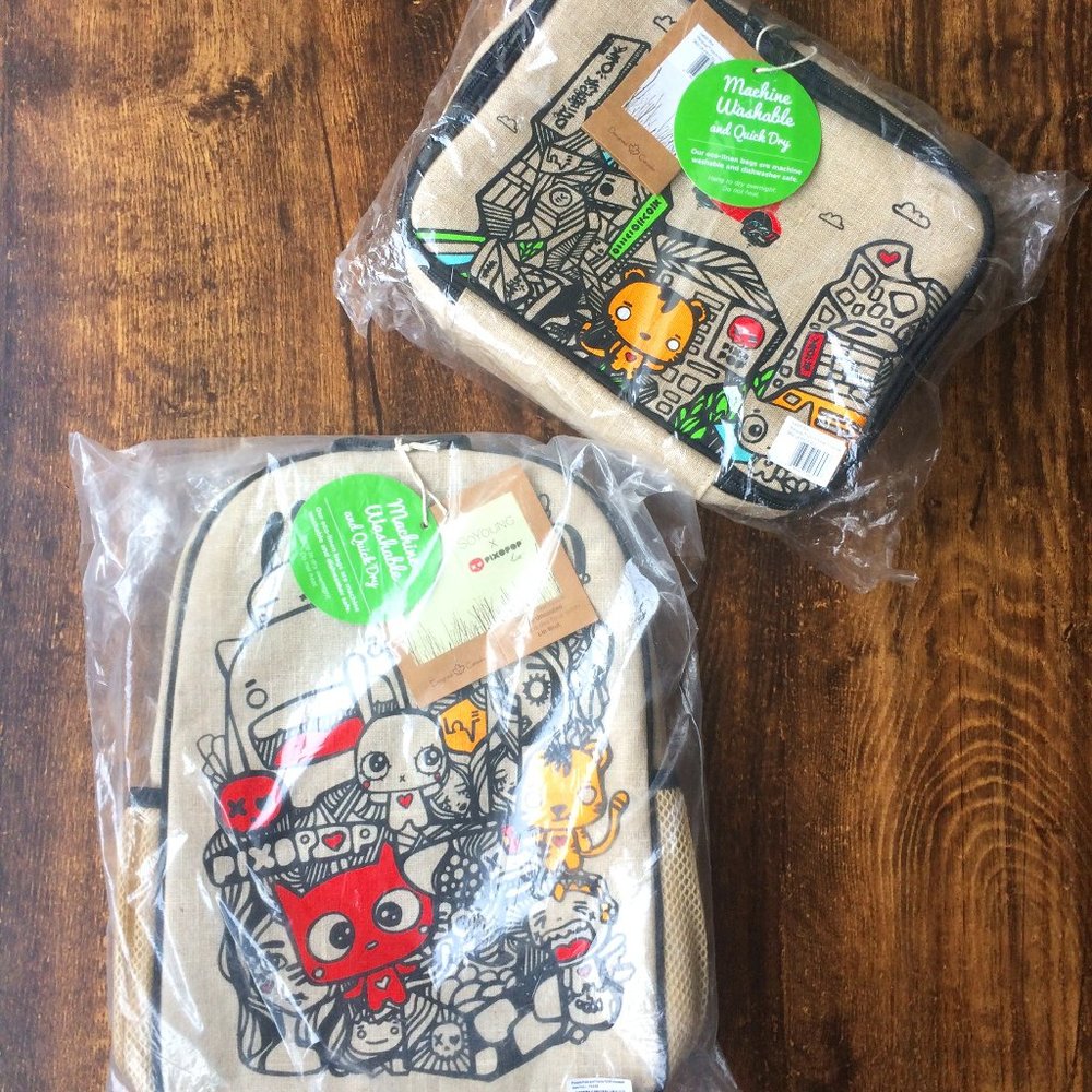 Eco-Linen Machine Washable & Dishwasher Safe Lunch Bag/Backpack Combo